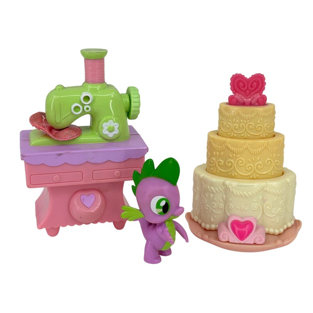 My Little Pony Wedding Cake Sewing Machine Spike Dragon Figure Replacements Lot